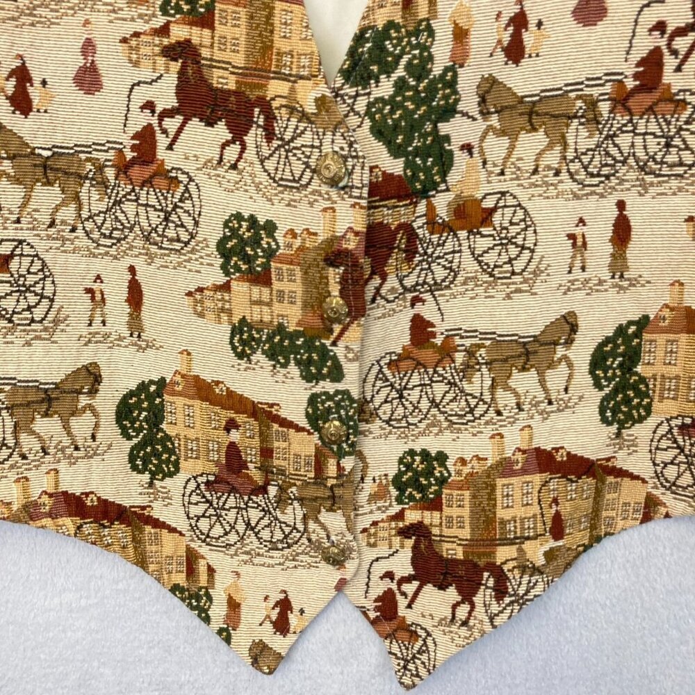 Vintage Backroad Blues Jeanswear Jacquard Formal Vest 20W Horse Buggy Prairie - Picture 3 of 12